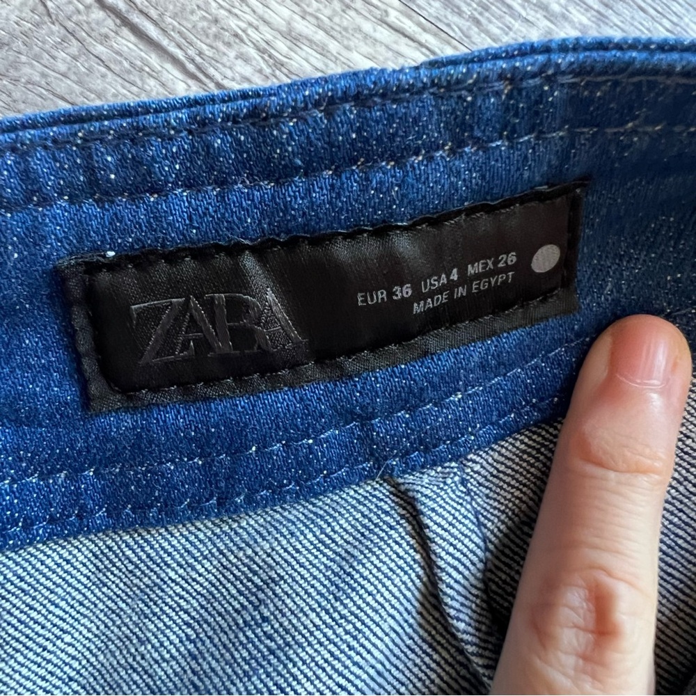 Zara Jeans Zw Collection Tailored Wide-Leg Blue High-Waist Size 4 EU 36 - Picture 7 of 11